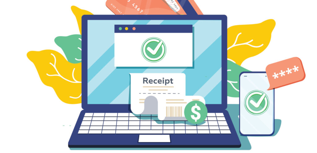 Cash receipt example generated instantly on laptop