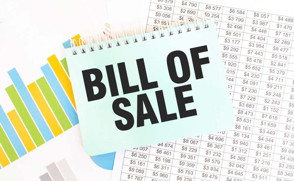 Bill of sale print out form used at a DMV office