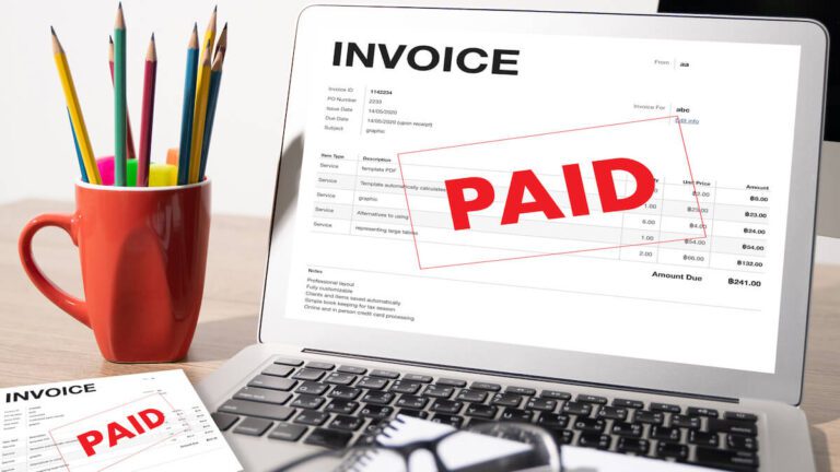 Example of invoice showing tax and subtotal breakdown